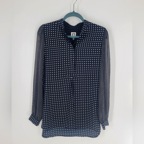 Anne Klein button down blouse Size M polka dot‎ red black (lot of 2) - Picture 2 of 4